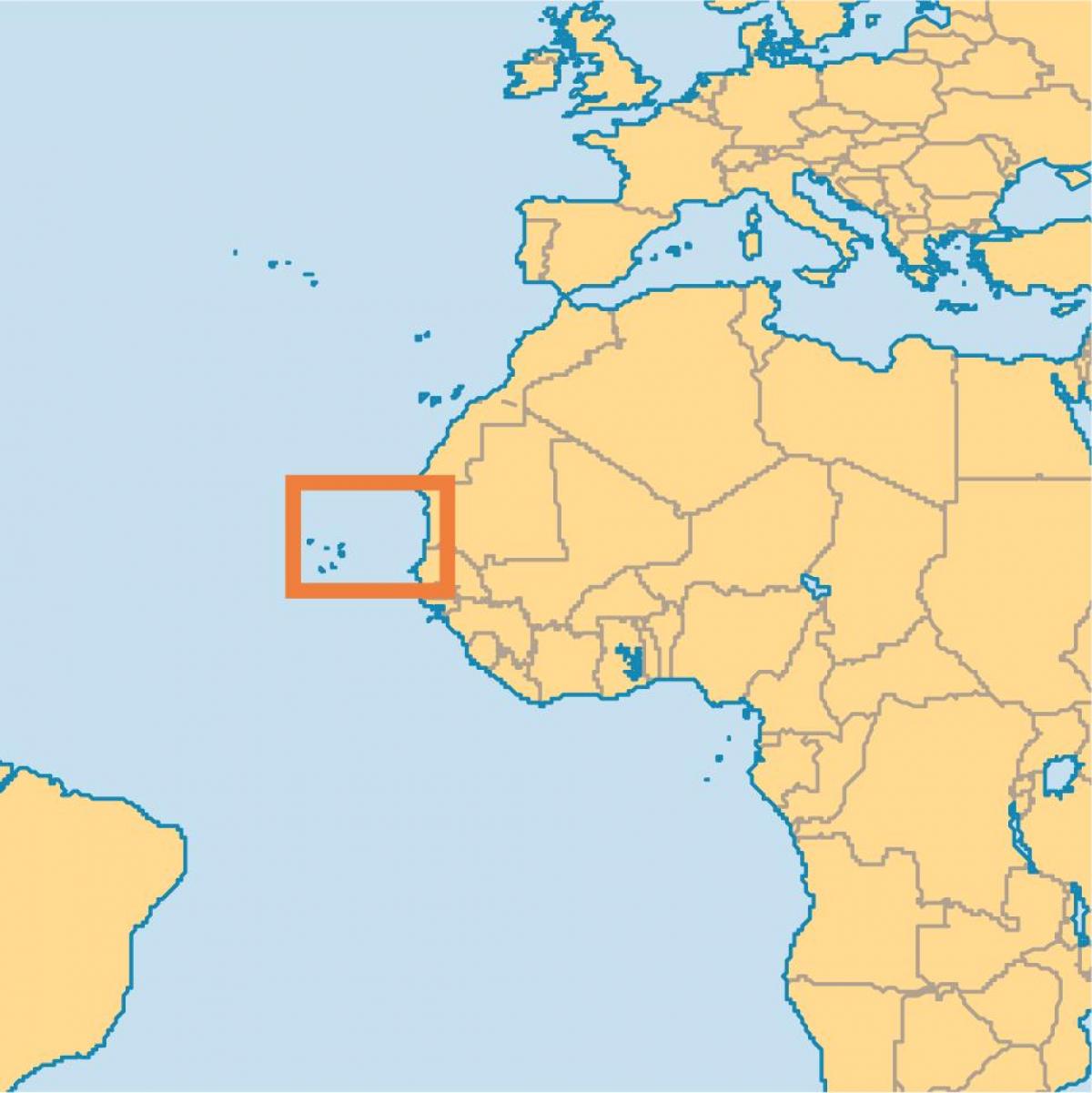 wys Kaap Verde op die wêreld kaart