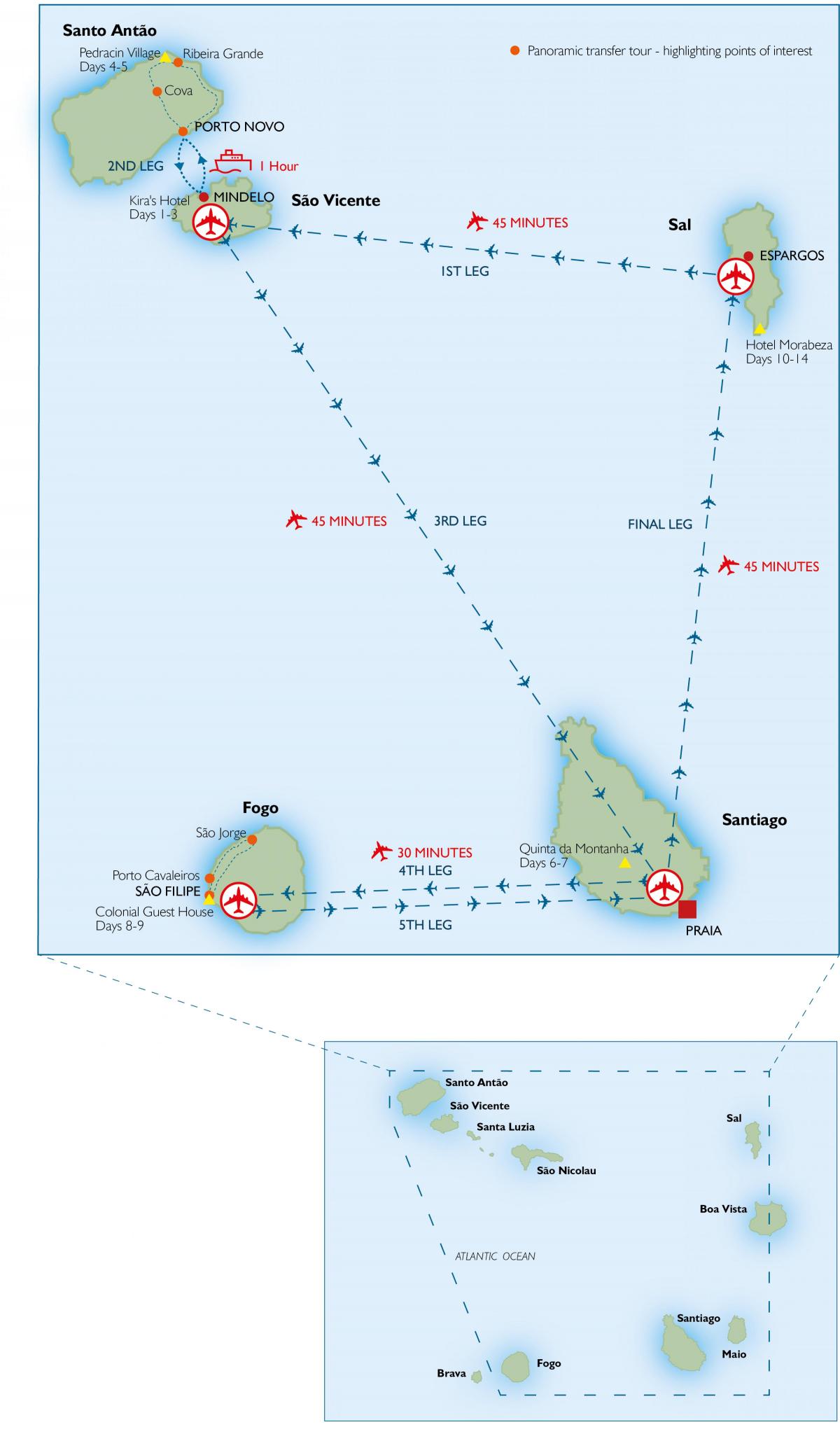 kaart van Kaap Verde lughawens